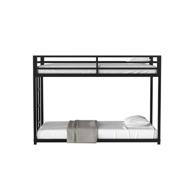 Bellemave Twin Over Twin Metal Bunk Beds for Kids/Adults,Heavy Duty Kids Floor Bunk Bed Noise Reduced Structure,Black