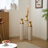 Grungis Flower Vase Set of 3,Gold Distressed Floor Vases  for Bouquet,Tall Decorative Vases for Home Decor,White+Gold - 4 of 4