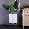 LuxenHome Set of 2 White Floral Stamped Metal Cachepot Planters with Black Stands - 3 of 4