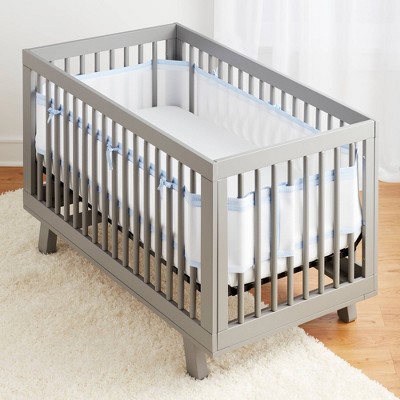 BreathableBaby Breathable Mesh Crib Liner, Classic Collection, Blue Seersucker