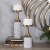 Uttermost Castiel Marble Candleholders Set of 2 with Antique Brass Finish & White Marble, S-5×10×5, L-5×13×5 - 2 of 4