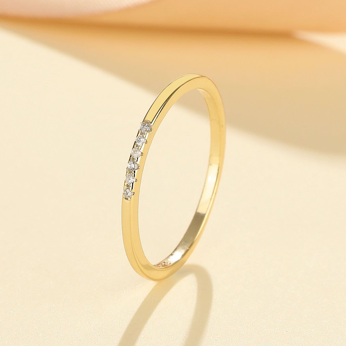 14K Gold and Sterling Silver Stacking Ring With crystals - thumbnail 3