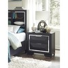 Vynxaria Modern 1pc Nightstand - Midnight Blue Finish, 2 Drawers (Metal Glides), Beveled Acrylic Trim, Chrome Tone Edge Pulls - 4 of 4
