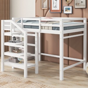 NicBex Full Size Bunk Bed with Storage Ladder Bed Frame with Guardrails and Coat Hanger, No Spring Box Required - 1 of 4