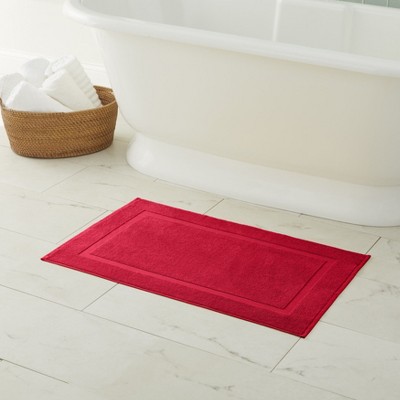 Crimson Cotton Woven Bath Mat Set, 2 Pieces