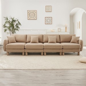 Straight Sectional Sofas with Shell-Shaped Armrests and Cylindrical Wrapped Legs Modern Elegant Design - 1 of 4