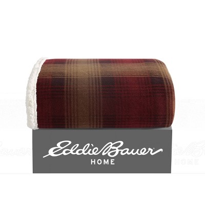Raisin Nordic Plaid Reversible Fleece and Sherpa Throw Blanket