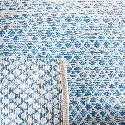 Coastal Charm Blue/Ivory Cotton 6' Square Handwoven Rug