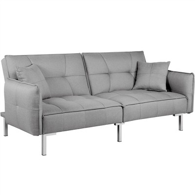 Yaheetech Fabric Futon Sofa Bed with Armrest Adjustable Backrest For Living Room