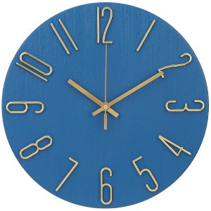 REGALWOVEN Plastic Classic Battery Powered Silent Non-Ticking Wall Clock 12 x 12 Inches - 1 of 4