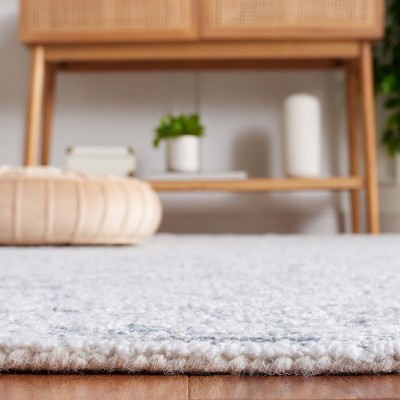 Ivory and Grey Tufted Wool Runner Rug, 9 ft.