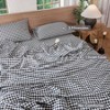 Black White Gingham Duvet Cover Set, Queen 90x90, 100 Washed Cotton, Breathable Soft - 2 of 4