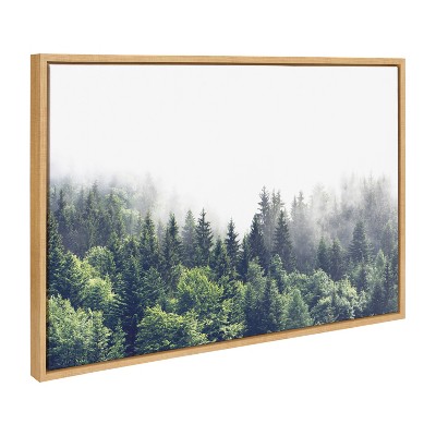 Lush Green Forest on a Foggy Day Framed Canvas Print