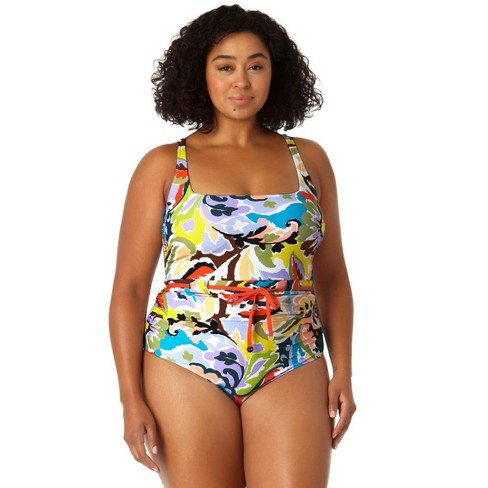 Anne Cole Plus Size Twist-front Strapless Tankini Women's Swimsuit