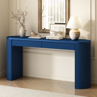 NicBex Modern Console Table with 2 Drawers,Entryway Table with Pine Veneer & Vertical Striped,Foyer Tables for Entryway,Living Room