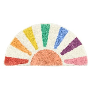 TOWN & COUNTRY PLAY Hello Sunshine Rainbow Sun Half Circle Shaped Bath Mat, Absorbent Tufted Floor Mat, Machine Washable, Multicolor, 32.7"x16.5" - 1 of 4