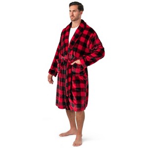 PAVILIA Mens Robe, Soft Bathrobe for Men, Fleece Warm Long Plush Microfiber Shawl Collar Pocket, Bath Shower Spa - 1 of 4