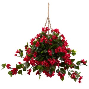 Nearly Natural Bougainvillea Hanging Basket UV Resistant (Indoor/Outdoor) - 1 of 1