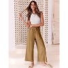 Women Linen Pants Casual Loose High Waist Boho Wide Leg Cropped Palazzo Beach Pants Summer Outfits - 4 of 4
