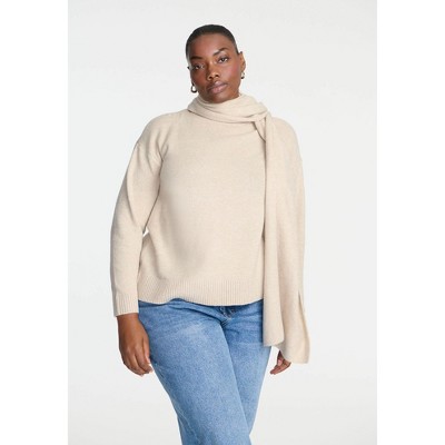 ELOQUII Elements Women's Plus Size Scarf Neck Sweater