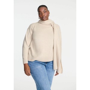 ELOQUII Elements Women's Plus Size Scarf Neck Sweater - 1 of 2
