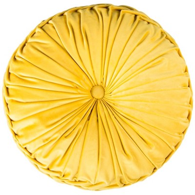 Contemporary Mustard Yellow Tufted 18" Square Plush Pillow