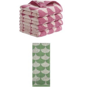REGALWOVEN 5 Pack Cotton Soft Absorbent Geometric Pattern Hand Towels 13" x 29" - 1 of 4
