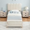 Twin Platform Bed Frame for Small Spaces, Velvet Upholstered Twin Bed with Headboard - 3 of 4