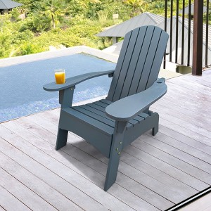CAVINAS 14" Wood Adirondack Chair with Umbrella Holder,Comfortable Accent Chair for Patio, Garden and Balcony - 1 of 4