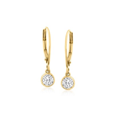 Ross-Simons 0.50 ct. t.w. Bezel-Set Diamond Drop Earrings in 14kt Yellow Gold
