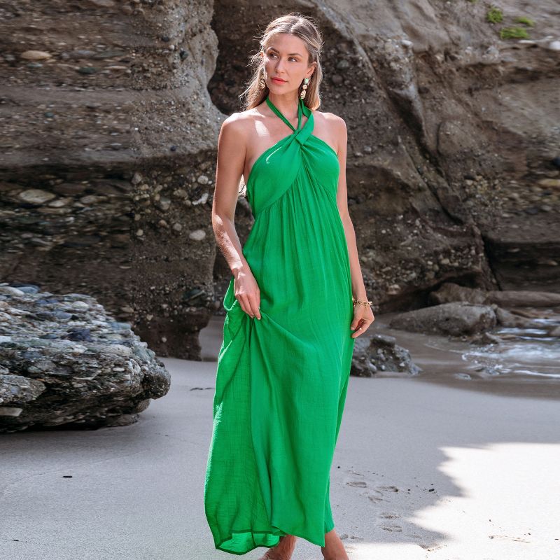 Women's Kelly Green Halterneck Twist Maxi Cover-Up - Cupshe, 2 of 6
