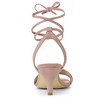 Allegra K Women's Kitten Heel Lace Up Suede Heeled Sandals - 3 of 4