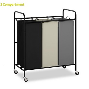 80L/120L Laundry Sorter Basket - 2/3 Bag Large Laundry Hamper Cart w/ Lockable Wheels & Removable Bag Laundry Room Organizer Cart - 1 of 4