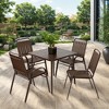 GDFStudio Laura Outdoor 5-Piece Steel Waterproof Dining Set With 4 Chairs and 1 Coffee Table - 2 of 4
