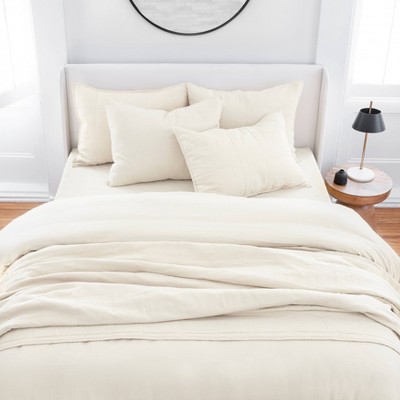 Queen Relaxed Duvet Cover Set Cream - Welhome