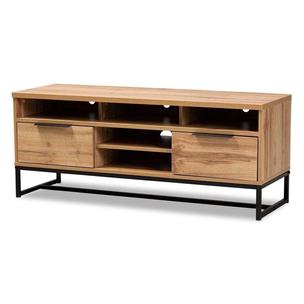 Photos - Mount/Stand Reid Wood and Metal 2 Drawer TV Stand for TVs up to 45" Dark Brown - Baxto