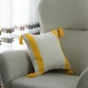 DEERLUX 16" Handwoven Cotton Throw Pillow Cover with Side Stripes, Yellow - 3 of 4