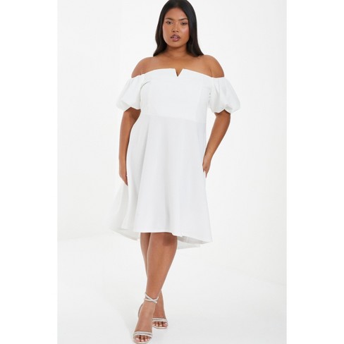 Plus size white hot sale bardot dress