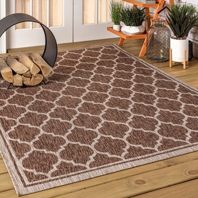 Espresso Taupe Trellis 5' x 8' Synthetic Indoor/Outdoor Rug