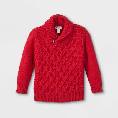 Toddler Boys' Shawl Collar Pullover Sweater - Cat & Jack™ Red 12M