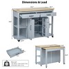 47" Rubber Wood Veneer Kitchen Island, with Extendable Dining Table, Internal Storage Rack, Power Outlet, 2 Drawers & 2 Cabinet - 2 of 4