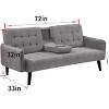 Homy Casa Convertible Sleeper Sofa Bed with Cup Holder & Drop-Down Table,for Living Room - 3 of 4