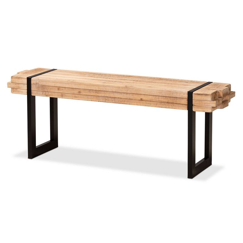 Henson Wood and Black Finished Metal Bench Brown - Baxton Studio, 1 of 10