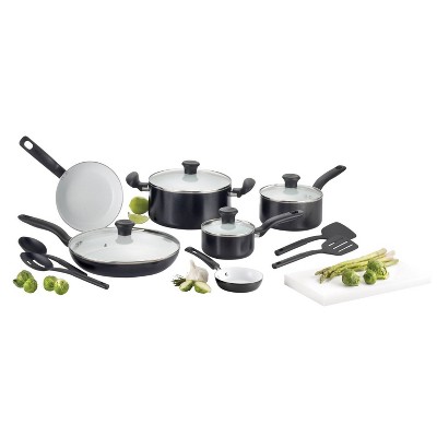 T-fal 14-Piece Black Aluminum Nonstick Cookware Set