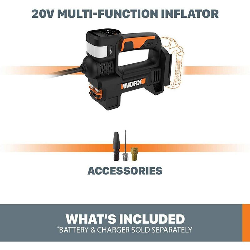 Worx WX092L.9 20V Power Share Portable Air Pump Inflator (Tool Only), 3 of 8