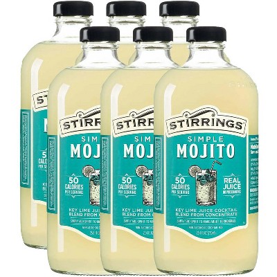 Stirrings Simple Mojito Cocktail Mix 750ml Bottles - Real Juice No Preservatives - 50 Calories - Drink Mixer