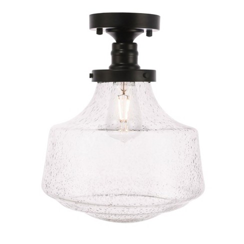 Elegant Lighting Lyle 1 Light Black And Clear Seeded Glass Flush Mount ...