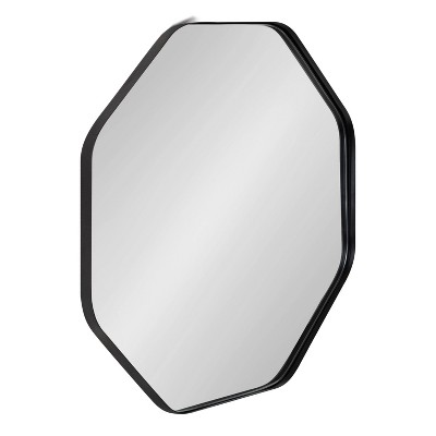 24" x 24" Rollo Octagon Framed Decorative Wall Mirror Black - Kate & Laurel All Things Decor