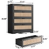 5 Drawer Rattan Dresser for Bedroom, 47.27” Tall Dresser with Power Outlets, Wood Dresser Chest of Drawers for Living Room Closet Hallway Entryway - 3 of 4