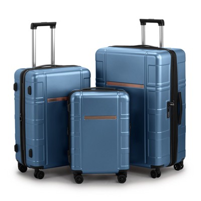 Karl Home Luggage 24  inch Suitcase PC ABS with TSA Lock Expandable Spinner Carry on Hardshell Lightweight Blue